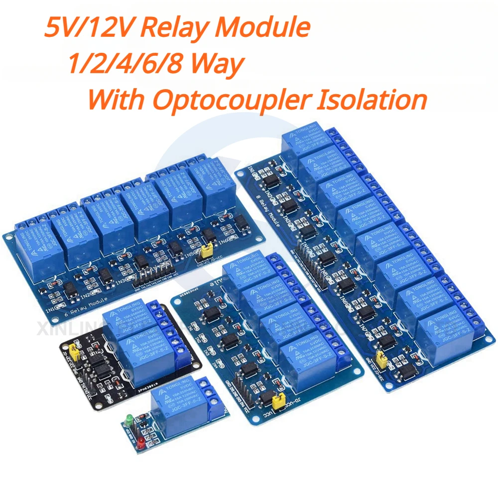 Relay Module 4 Channel - Module de relais 5/12V 1/2/4/6/8 canaux