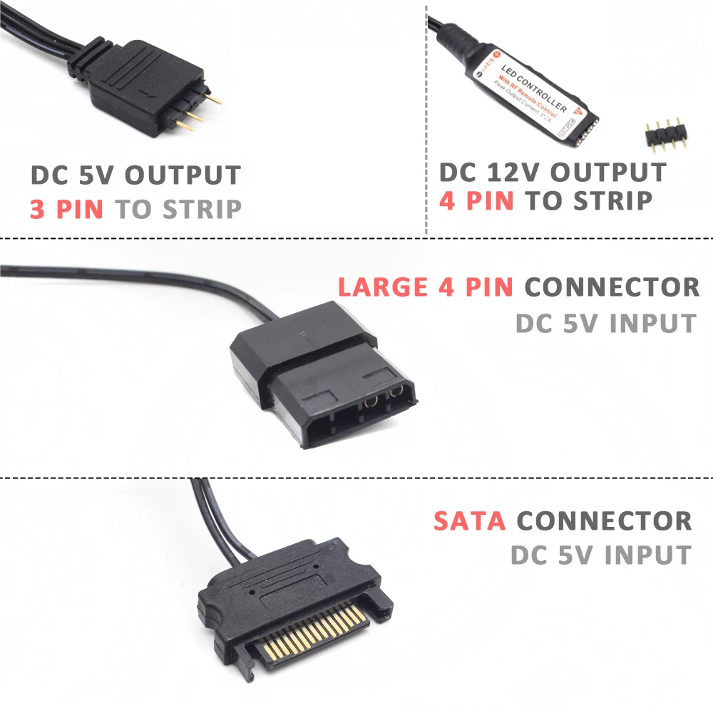Contrôleur SATA Molex RGB 5V 3 - Ws2812B Strip 5V avis et prix